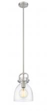  412-1S-SN-8CL-LED - Newton Bell - 1 Light - 8 inch - Brushed Satin Nickel - Cord hung - Mini Pendant