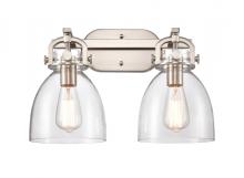  412-2W-SN-7CL-LED - Newton Bell - 2 Light - 17 inch - Brushed Satin Nickel - Bath Vanity Light