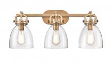  412-3W-BB-7CL-LED - Newton Bell - 3 Light - 27 inch - Brushed Brass - Bath Vanity Light