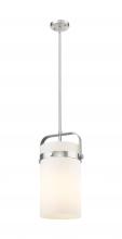  413-1SM-SN-G413-1S-8WH - Pilaster - 1 Light - 8 inch Glass - Satin Nickel - Pendant