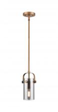  423-1S-BB-G423-7SM - Pilaster II Cylinder - 1 Light - 7 inch Long Glass - Brushed Brass - Pendant