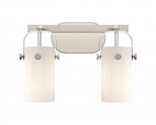  423-2W-SN-G423-7WH - Pilaster - 2 Light - 15 inch - Brushed Satin Nickel - Bath Vanity Light