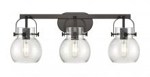  423-3W-BK-G410-6SDY - Pilaster II Sphere - 3 Light - 27 inch - Matte Black - Bath Vanity Light