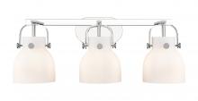  423-3W-PC-G412-6WH - Pilaster II Bell - 3 Light - 27 inch - Polished Chrome - Bath Vanity Light