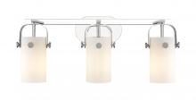  423-3W-PC-G423-7WH - Pilaster - 3 Light - 24 inch - Polished Chrome - Bath Vanity Light