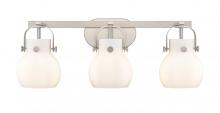  423-3W-SN-G410-6WH - Pilaster II Sphere - 3 Light - 27 inch - Satin Nickel - Bath Vanity Light