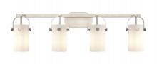  423-4W-SN-G423-7WH - Pilaster - 4 Light - 35 inch - Brushed Satin Nickel - Bath Vanity Light