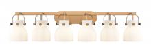  423-6W-BB-G412-6WH - Pilaster II Bell - 6 Light - 46 inch - Brushed Brass - Bath Vanity Light