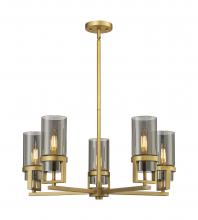  426-5CR-BB-G426-8SM - Utopia - 5 Light - 24 inch - Brushed Brass - Chandelier