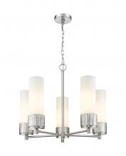  428-5CR-SN-G428-12WH - Bolivar - 5 Light - 25 inch - Satin Nickel - Chain Hung - Chandelier