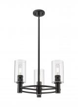  434-3CR-BK-G434-7CL - Crown Point - 3 Light - 18 inch - Matte Black - Pendant