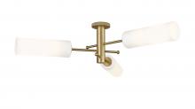  434-3F-BB-G434-12WH - Crown Point - 3 Light - 34 inch - Brushed Brass - Flush Mount