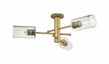  434-3F-BB-G434-7SDY - Crown Point - 3 Light - 34 inch - Brushed Brass - Flush Mount