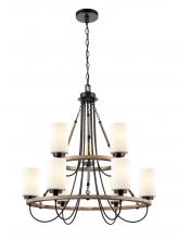  442-9CR-BK-W-LED - Paladin - 9 Light - 32 inch - Matte Black - Chain Hung - Chandelier