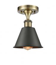  516-1C-AB-M8-BK-LED - Smithfield - 1 Light - 7 inch - Antique Brass - Semi-Flush Mount