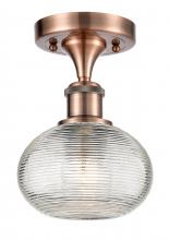  516-1C-AC-G555-6CL - Ithaca - 1 Light - 6 inch - Antique Copper - Semi-Flush Mount