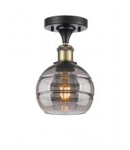  516-1C-BAB-G556-6SM - Rochester - 1 Light - 6 inch - Black Antique Brass - Semi-Flush Mount