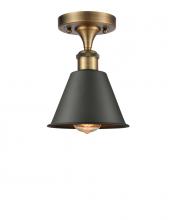  516-1C-BB-M8-BK-LED - Smithfield - 1 Light - 7 inch - Brushed Brass - Semi-Flush Mount