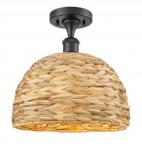 Innovations Lighting 516-1C-BK-RBD-12-NAT - Woven Rattan - 1 Light - 12 inch - Matte Black - Semi-Flush Mount