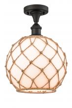  516-1C-OB-G121-10RB-LED - Farmhouse Rope - 1 Light - 10 inch - Oil Rubbed Bronze - Semi-Flush Mount