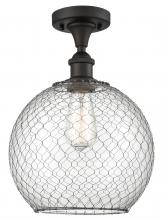  516-1C-OB-G122-10CBK-LED - Farmhouse Chicken Wire - 1 Light - 10 inch - Oil Rubbed Bronze - Semi-Flush Mount