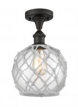  516-1C-OB-G122-8RW-LED - Farmhouse Rope - 1 Light - 8 inch - Oil Rubbed Bronze - Semi-Flush Mount