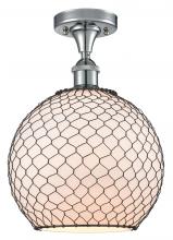 Innovations Lighting 516-1C-PC-G121-10CBK-LED - Farmhouse Chicken Wire - 1 Light - 10 inch - Polished Chrome - Semi-Flush Mount