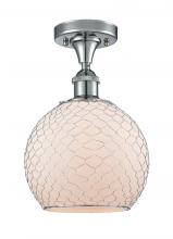  516-1C-PC-G121-8CSN-LED - Farmhouse Chicken Wire - 1 Light - 8 inch - Polished Chrome - Semi-Flush Mount