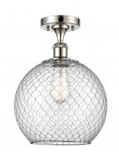  516-1C-PN-G122-10CSN-LED - Farmhouse Chicken Wire - 1 Light - 10 inch - Polished Nickel - Semi-Flush Mount