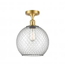  516-1C-SG-G122-10CBK-LED - Farmhouse Chicken Wire - 1 Light - 10 inch - Satin Gold - Semi-Flush Mount