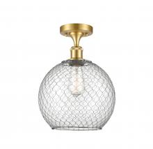  516-1C-SG-G122-10CSN-LED - Farmhouse Chicken Wire - 1 Light - 10 inch - Satin Gold - Semi-Flush Mount