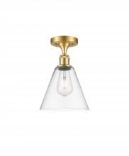  516-1C-SG-GBC-82 - Berkshire - 1 Light - 8 inch - Satin Gold - Semi-Flush Mount