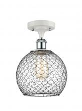  516-1C-WPC-G122-8CBK-LED - Farmhouse Chicken Wire - 1 Light - 8 inch - White Polished Chrome - Semi-Flush Mount