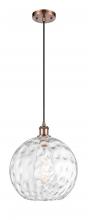  516-1P-AC-G1215-12-LED - Athens Water Glass - 1 Light - 12 inch - Antique Copper - Cord hung - Mini Pendant