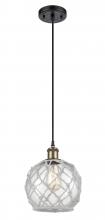  516-1P-BAB-G122-8RW - Farmhouse Rope - 1 Light - 8 inch - Black Antique Brass - Cord hung - Mini Pendant