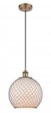 Innovations Lighting 516-1P-BB-G121-10CBK-LED - Farmhouse Chicken Wire - 1 Light - 10 inch - Brushed Brass - Cord hung - Mini Pendant