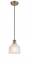  516-1P-BB-G411-LED - Dayton - 1 Light - 6 inch - Brushed Brass - Cord hung - Mini Pendant