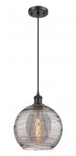  516-1P-BK-G1213-10SM - Athens Deco Swirl - 1 Light - 10 inch - Matte Black - Cord hung - Mini Pendant