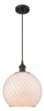  516-1P-OB-G121-10CSN-LED - Farmhouse Chicken Wire - 1 Light - 10 inch - Oil Rubbed Bronze - Cord hung - Mini Pendant