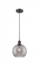  516-1P-OB-G1213-8SM - Athens Deco Swirl - 1 Light - 8 inch - Oil Rubbed Bronze - Cord hung - Mini Pendant