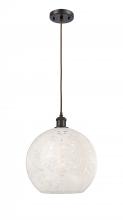  516-1P-OB-G1216-12WM - White Mouchette - 1 Light - 12 inch - Oil Rubbed Bronze - Cord Hung - Mini Pendant