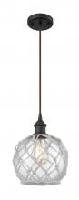  516-1P-OB-G122-8RW-LED - Farmhouse Rope - 1 Light - 8 inch - Oil Rubbed Bronze - Cord hung - Mini Pendant