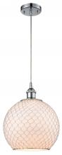  516-1P-PC-G121-10CSN-LED - Farmhouse Chicken Wire - 1 Light - 10 inch - Polished Chrome - Cord hung - Mini Pendant