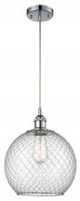  516-1P-PC-G122-10CSN-LED - Farmhouse Chicken Wire - 1 Light - 10 inch - Polished Chrome - Cord hung - Mini Pendant