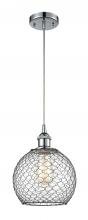  516-1P-PC-G122-8CBK-LED - Farmhouse Chicken Wire - 1 Light - 8 inch - Polished Chrome - Cord hung - Mini Pendant