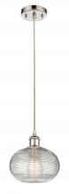  516-1P-PN-G555-8CL - Ithaca - 1 Light - 8 inch - Polished Nickel - Cord hung - Mini Pendant