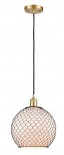 Innovations Lighting 516-1P-SG-G121-10CBK-LED - Farmhouse Chicken Wire - 1 Light - 10 inch - Satin Gold - Cord hung - Mini Pendant