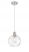  516-1P-SN-G1215-8-LED - Athens Water Glass - 1 Light - 8 inch - Brushed Satin Nickel - Cord hung - Mini Pendant