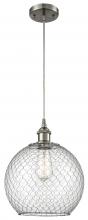  516-1P-SN-G122-10CSN-LED - Farmhouse Chicken Wire - 1 Light - 10 inch - Brushed Satin Nickel - Cord hung - Mini Pendant