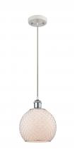 Innovations Lighting 516-1P-WPC-G121-8CSN-LED - Farmhouse Chicken Wire - 1 Light - 8 inch - White Polished Chrome - Cord hung - Mini Pendant